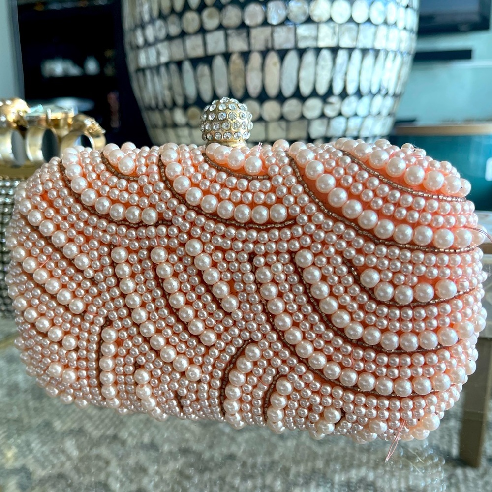 Pink peach Pearl small clutch.